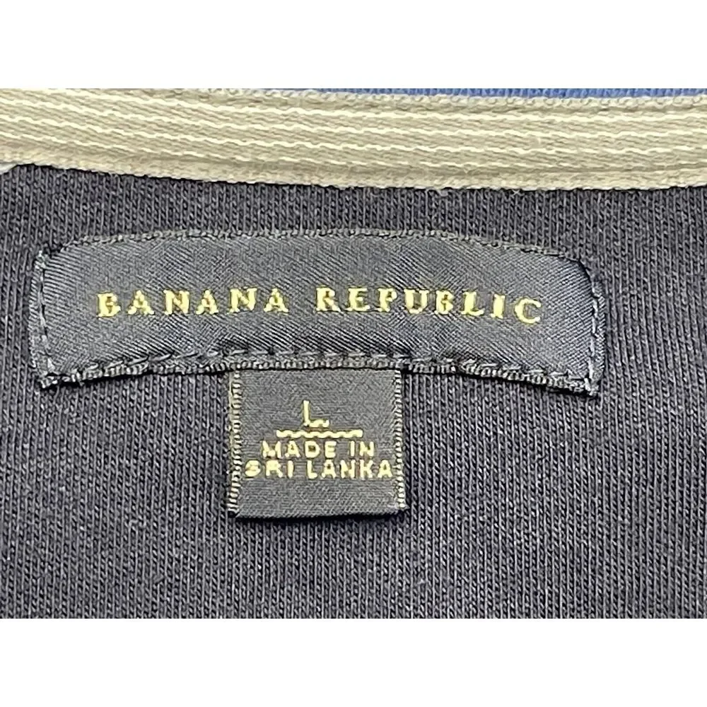 Banana Republic Men's Cotton 1/4 Snap Blue‎ Pullover w/Sleeve Pkt size L